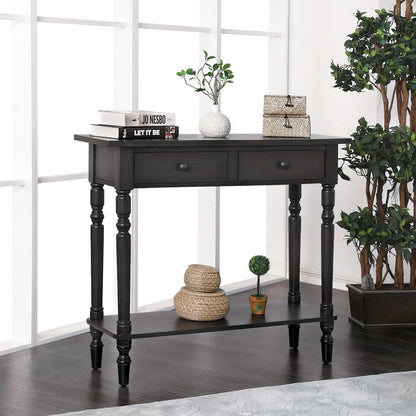 Humphry Transitional Wood 2-Drawer Writing Desk in Gray