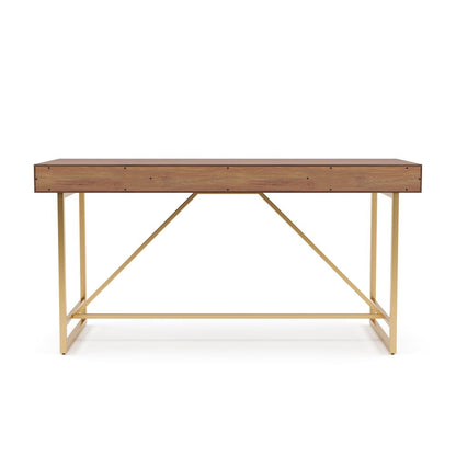 Teviot Wood 3-Drawer Writing Desk in Light Walnut