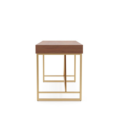 Teviot Wood 3-Drawer Writing Desk in Light Walnut