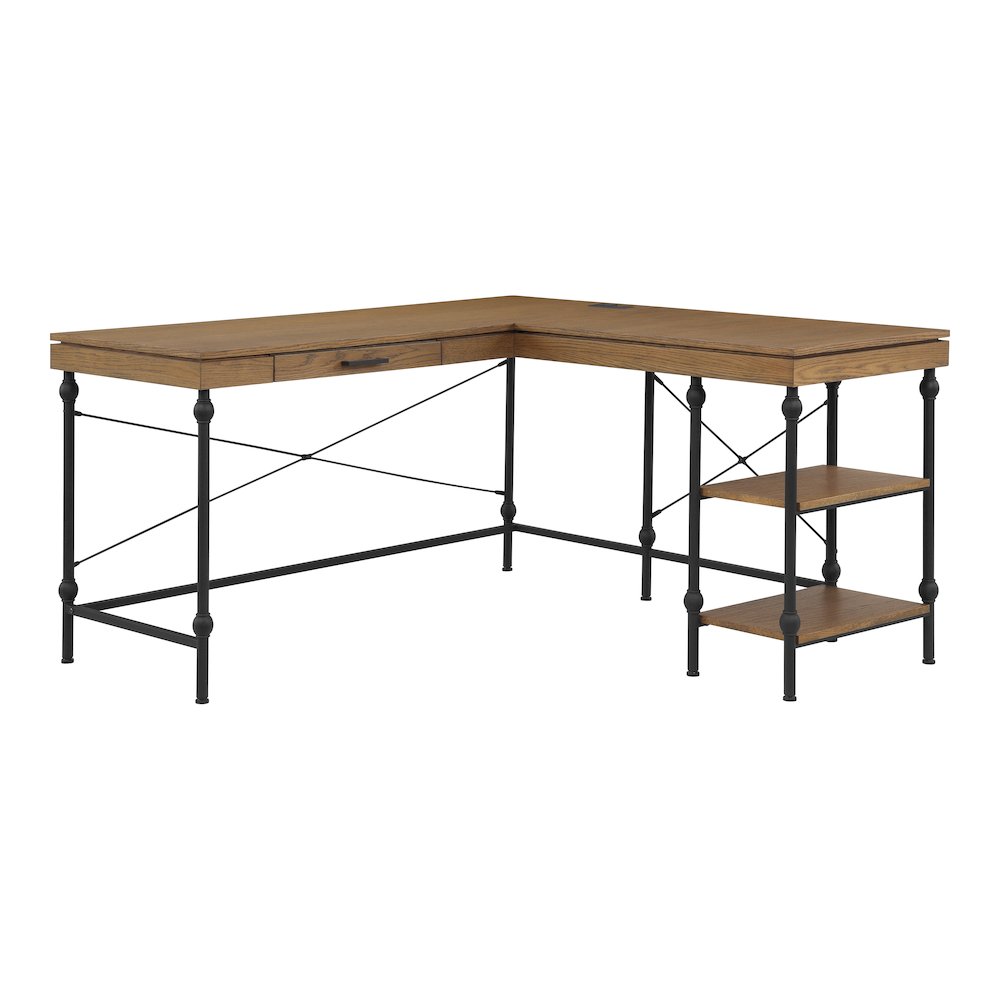 Diego L-shaped Wooden Desk