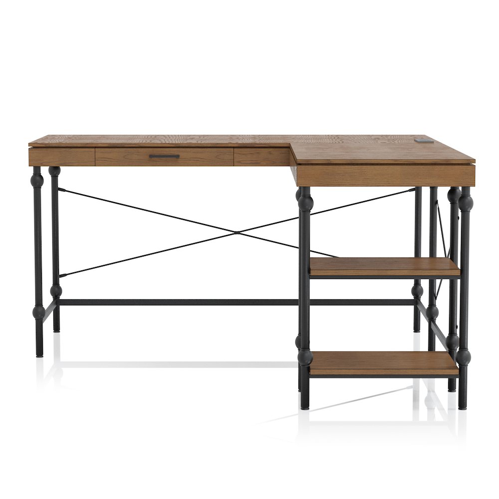 Diego L-shaped Wooden Desk