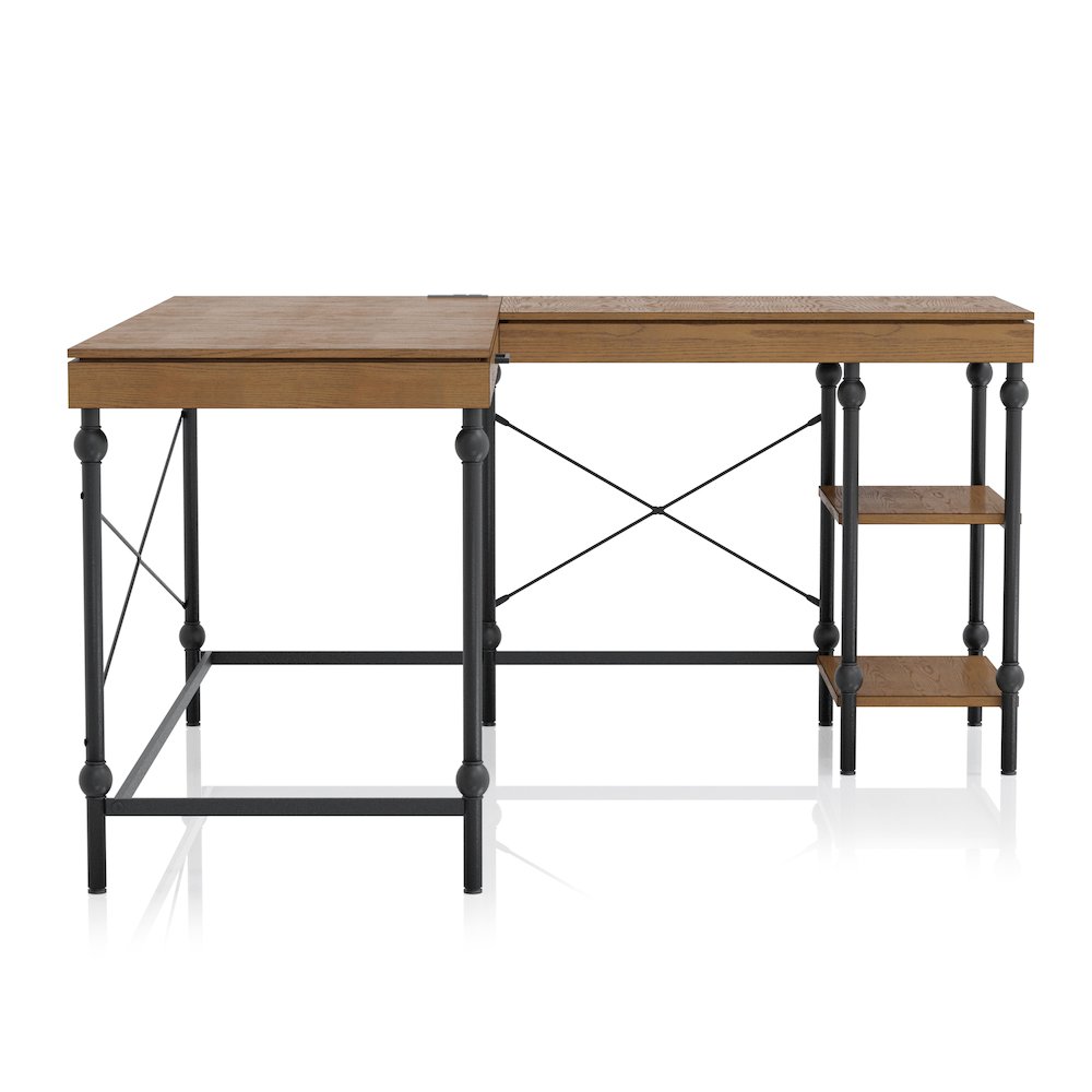 Diego L-shaped Wooden Desk