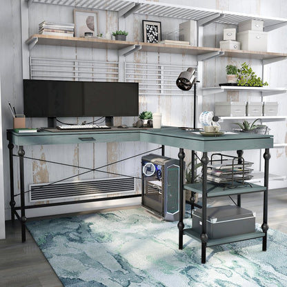 Diego L-shaped Wooden Desk