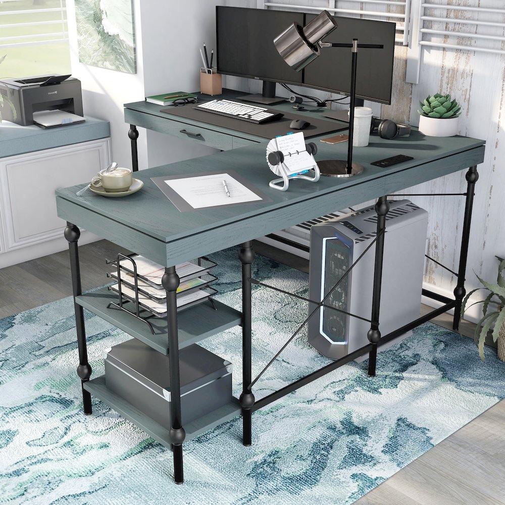 Diego L-shaped Wooden Desk