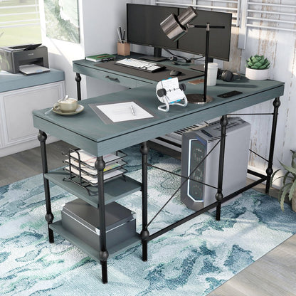 Diego L-shaped Wooden Desk