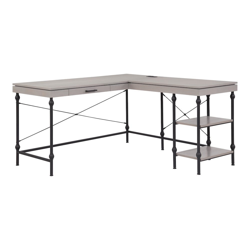 Diego L-shaped Wooden Desk