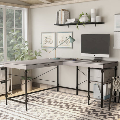 Diego L-shaped Wooden Desk