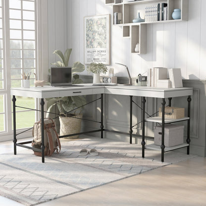 Diego L-shaped Wooden Desk