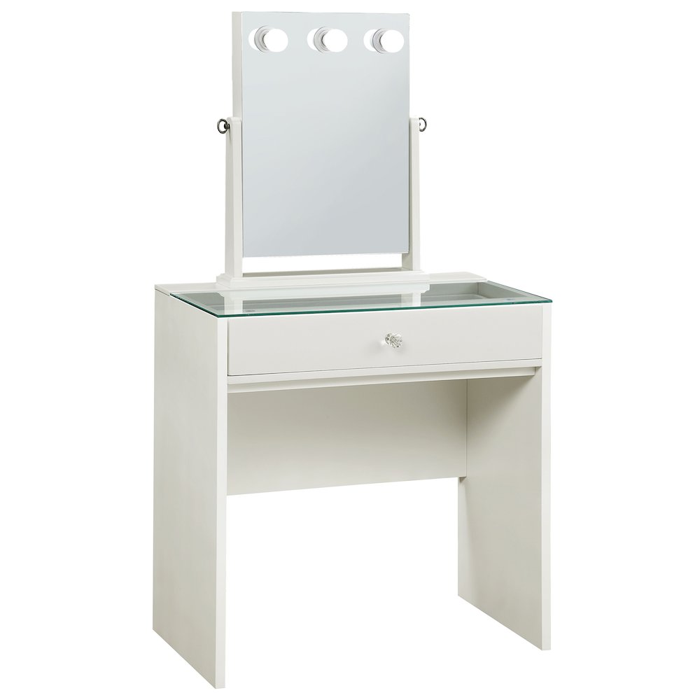 Peregrine Wood 2-Piece Makeup Vanity Table and Adjustable Lighted Mirror Set