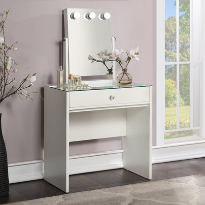 Peregrine Wood 2-Piece Makeup Vanity Table and Adjustable Lighted Mirror Set