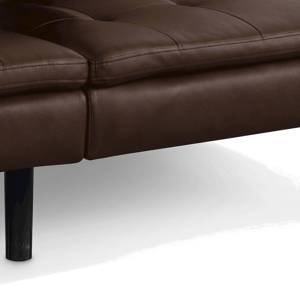 Starlight Canyon Home Futon Sofa Bed with Tufted Leather and USB, Brown