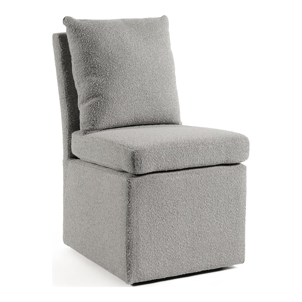 Jaine Modern Boucle Chenille Square Swivel Dining Chair