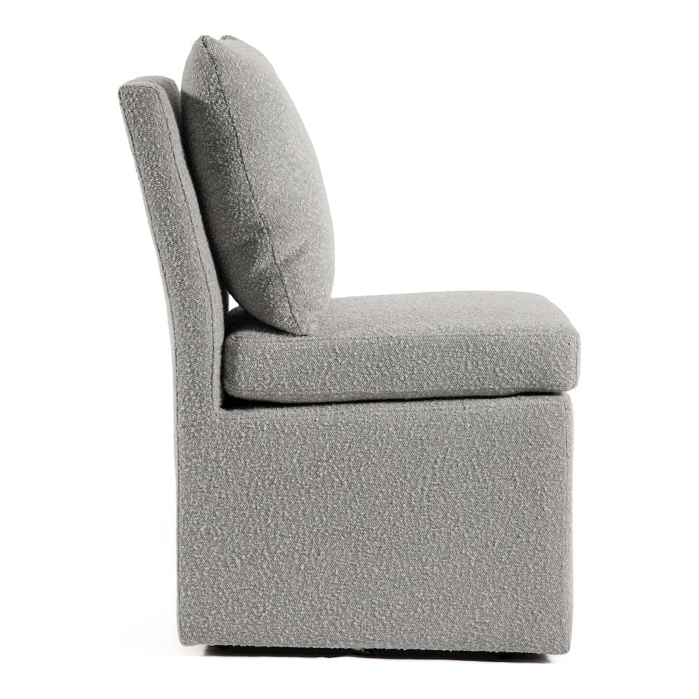 Jaine Modern Boucle Chenille Square Swivel Dining Chair