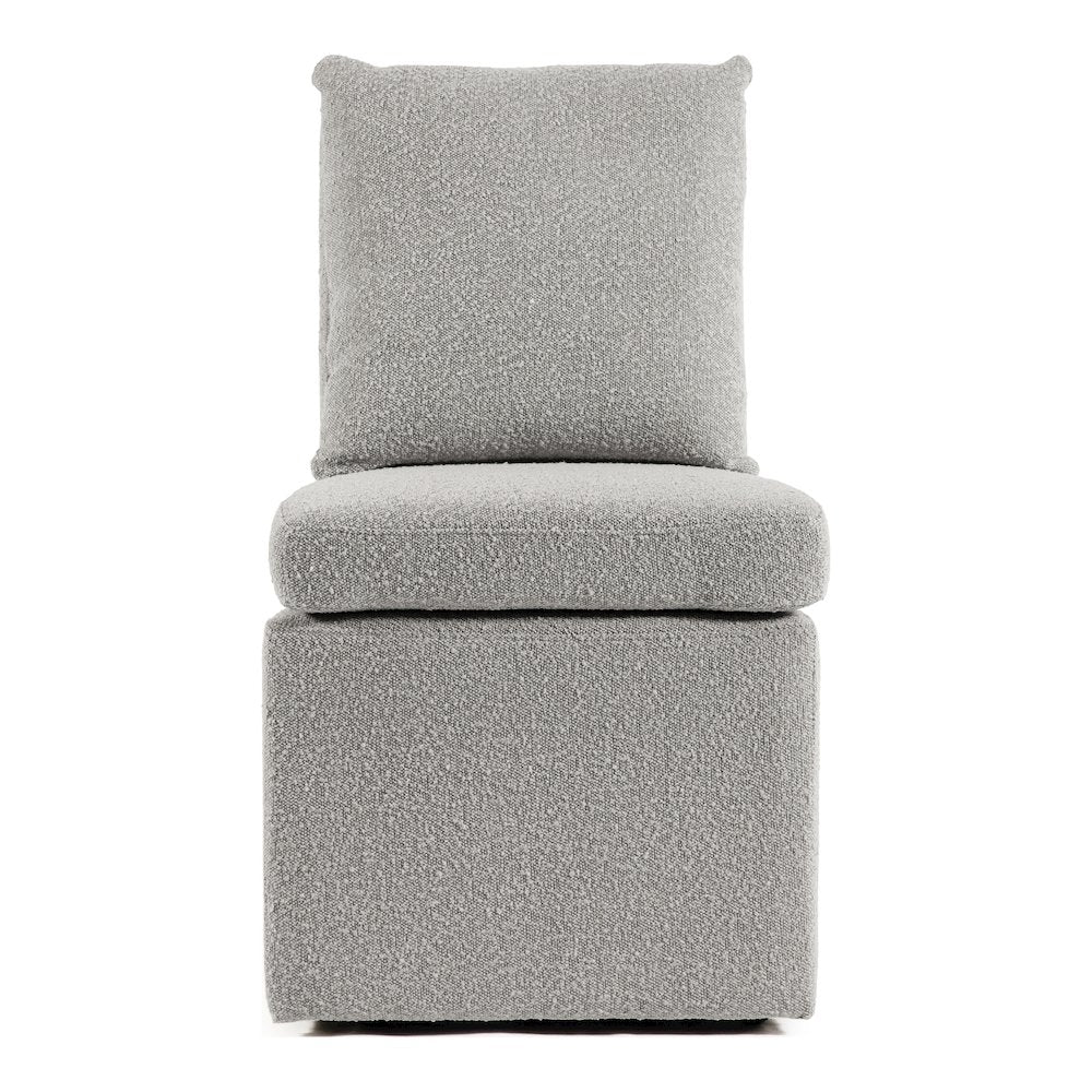 Jaine Modern Boucle Chenille Square Swivel Dining Chair