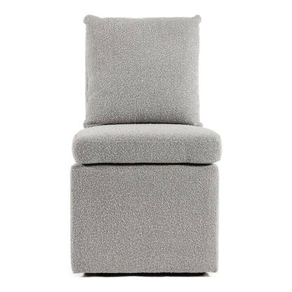Jaine Modern Boucle Chenille Square Swivel Dining Chair