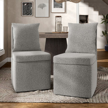 Jaine Modern Boucle Chenille Square Swivel Dining Chair