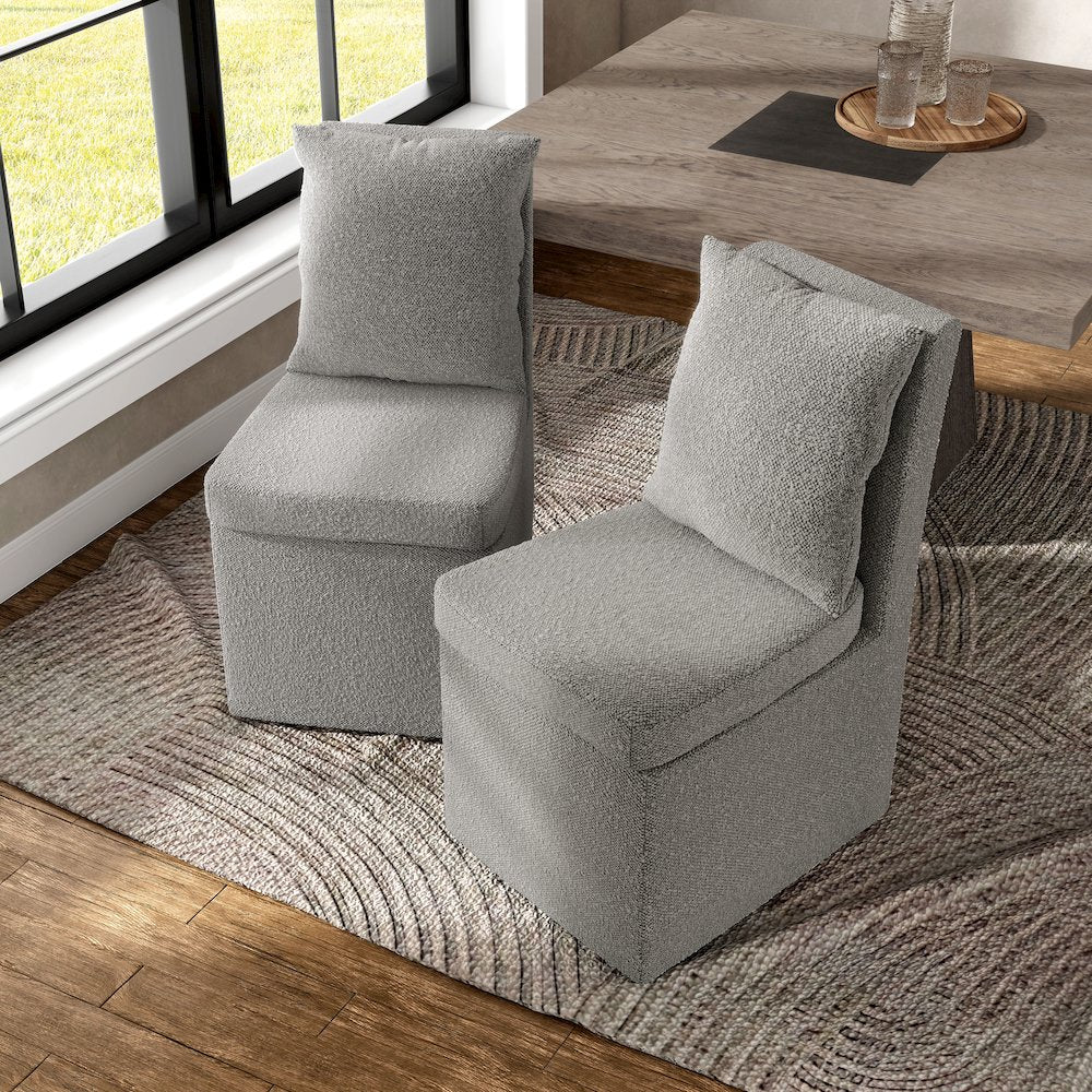 Jaine Modern Boucle Chenille Square Swivel Dining Chair