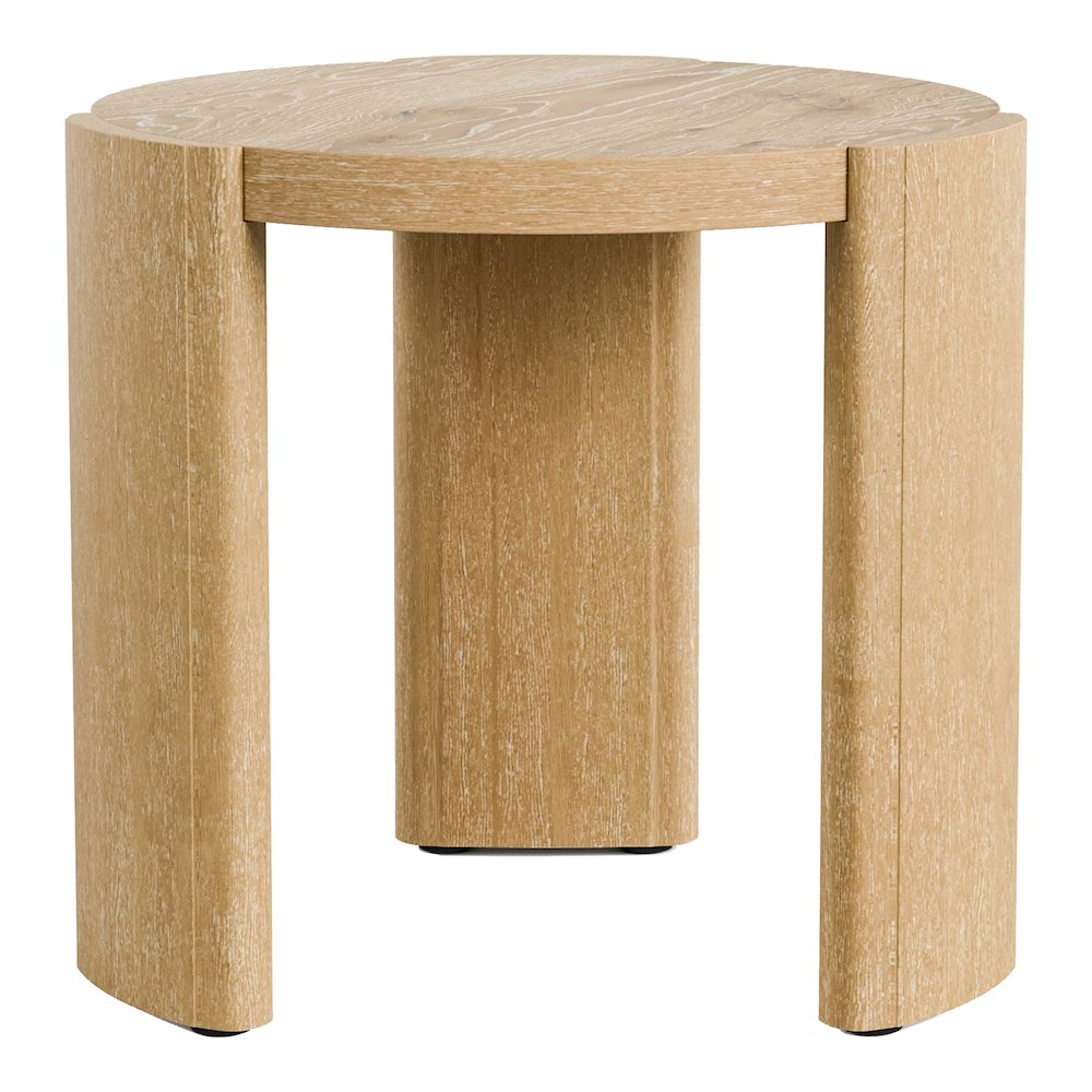 Honora Modern Wood Oval End Table with Plinth Base, Oak