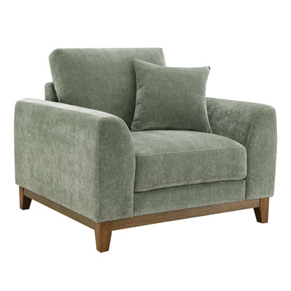 Naria Chenille Soft Track Arm Chair with Throw Pillows