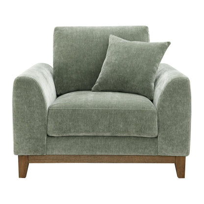 Naria Chenille Soft Track Arm Chair with Throw Pillows