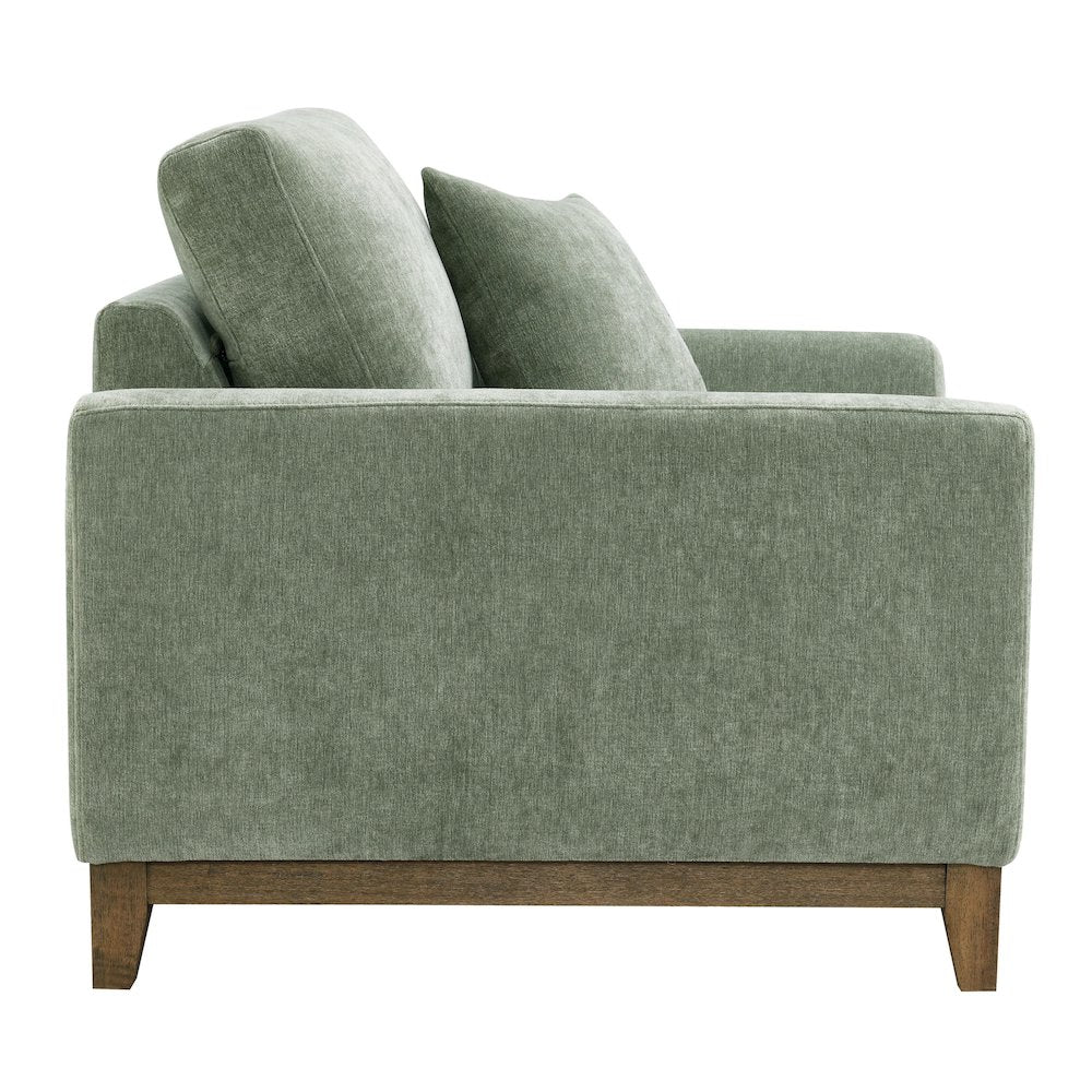 Naria Chenille Soft Track Arm Chair with Throw Pillows