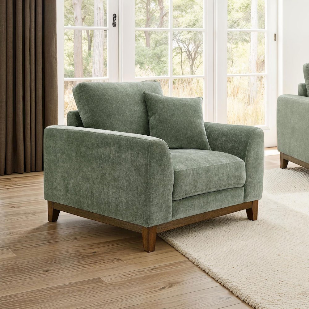 Naria Chenille Soft Track Arm Chair with Throw Pillows