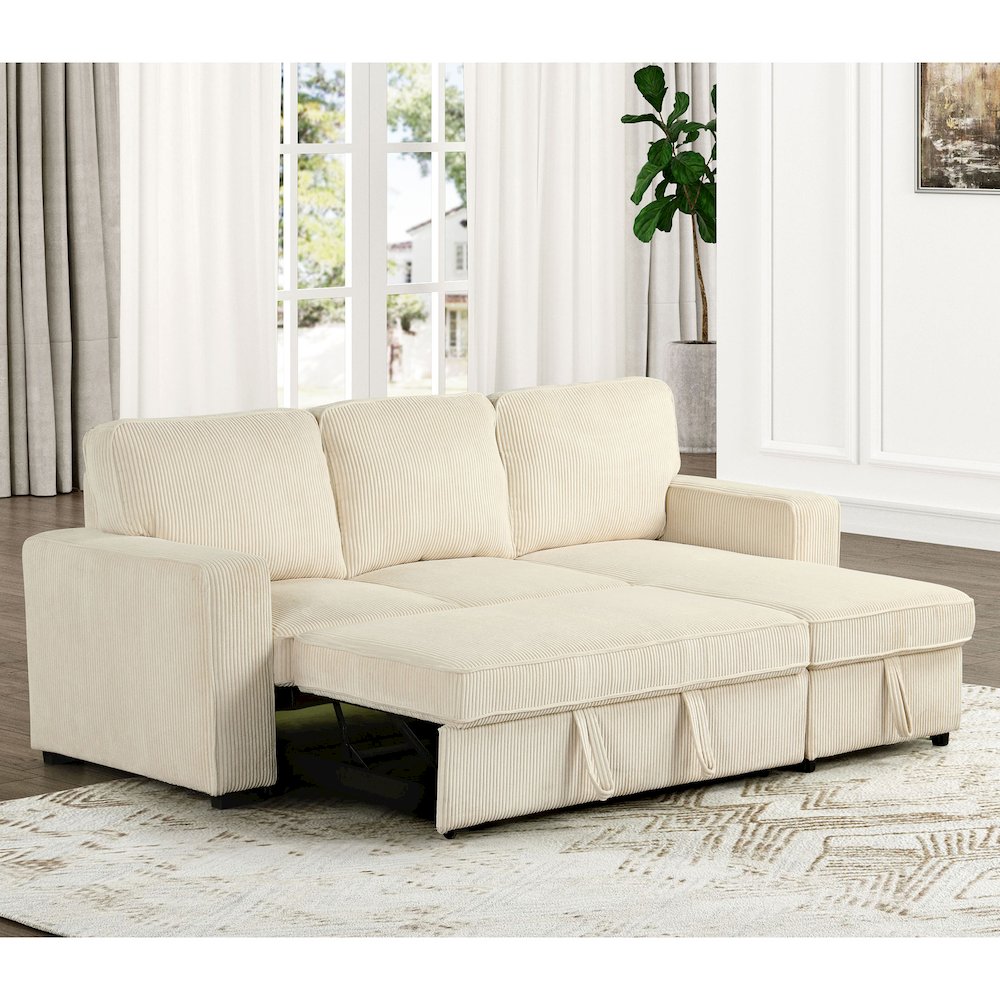 Liven Right Hand Facing Corduroy Pull-out Sleeper Sectional
