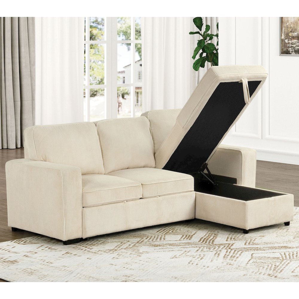 Liven Right Hand Facing Corduroy Pull-out Sleeper Sectional
