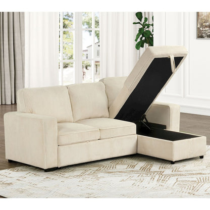 Liven Right Hand Facing Corduroy Pull-out Sleeper Sectional
