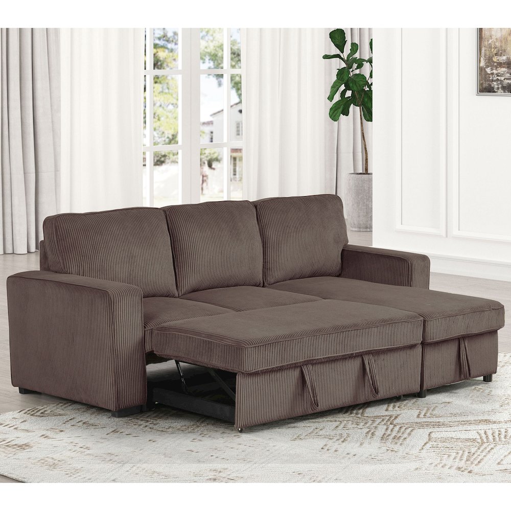 Liven Right Hand Facing Corduroy Pull-out Sleeper Sectional
