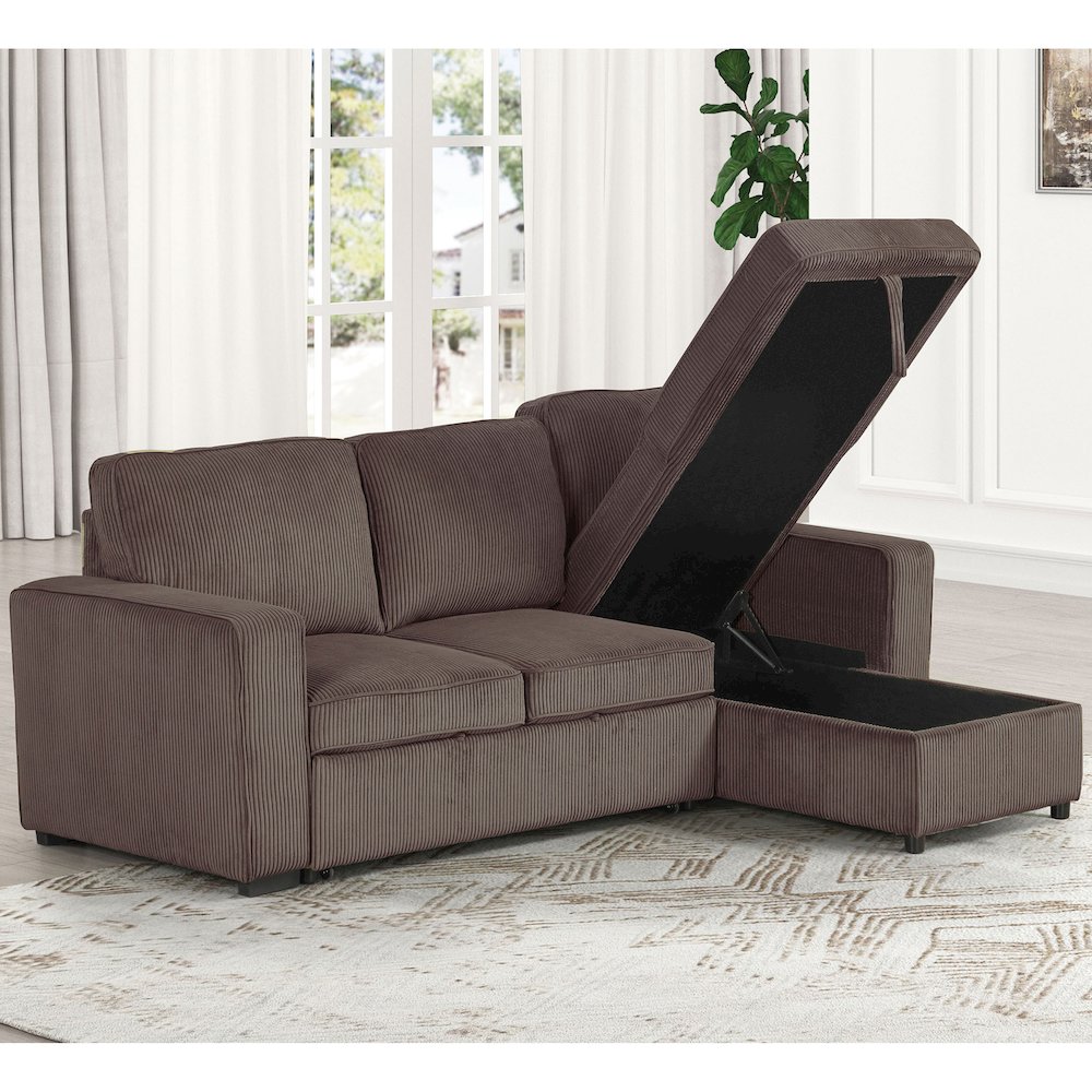 Liven Right Hand Facing Corduroy Pull-out Sleeper Sectional