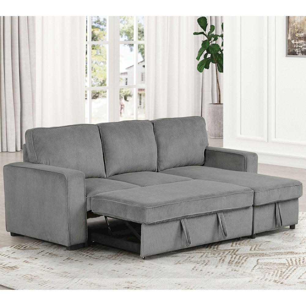 Liven Right Hand Facing Corduroy Pull-out Sleeper Sectional