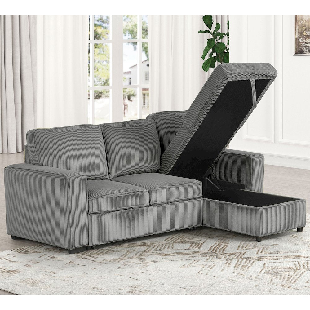 Liven Right Hand Facing Corduroy Pull-out Sleeper Sectional