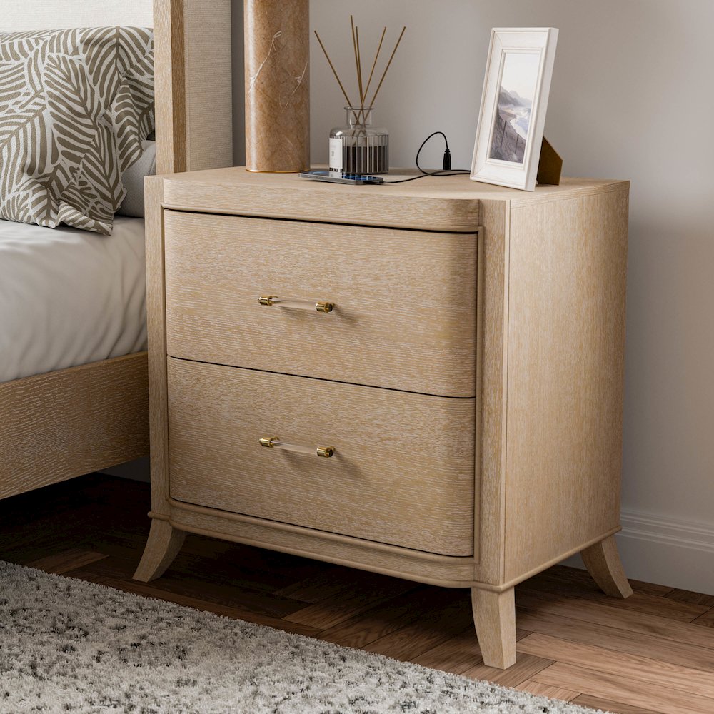 Ellington Modern Natural Oak Nightstand with USB Ports