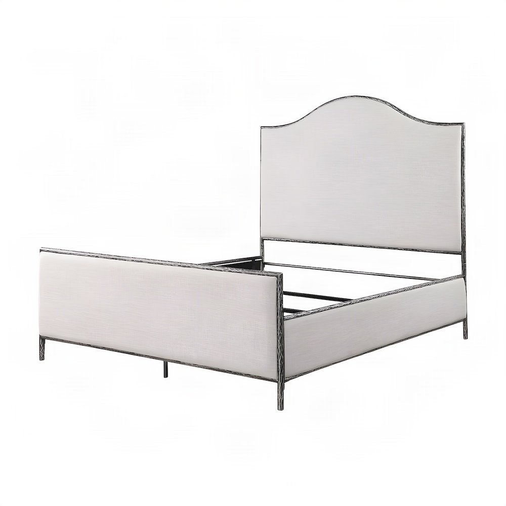 Starlight Canyon Home Panel Bed with Hammered Metal and Camelback, Grey