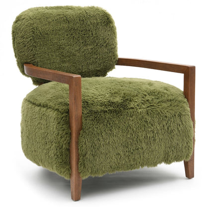 Birma Modern Green Faux Fur Short Haired Accent Chair