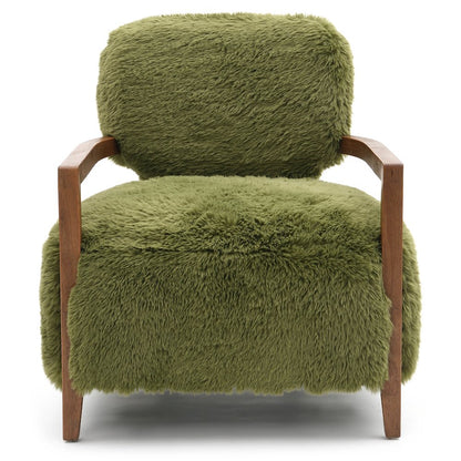 Birma Modern Green Faux Fur Short Haired Accent Chair