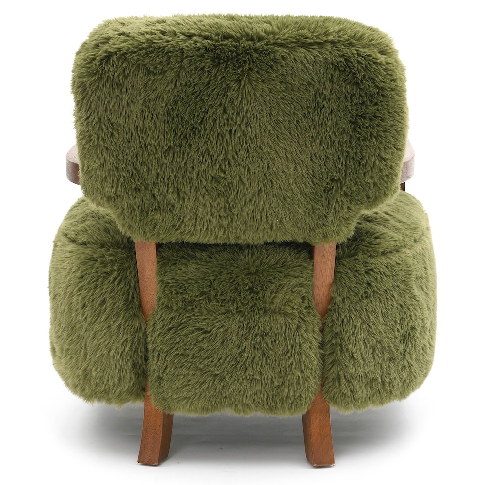 Birma Modern Green Faux Fur Short Haired Accent Chair