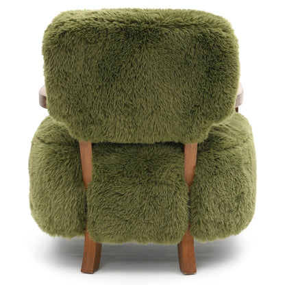 Birma Modern Green Faux Fur Short Haired Accent Chair