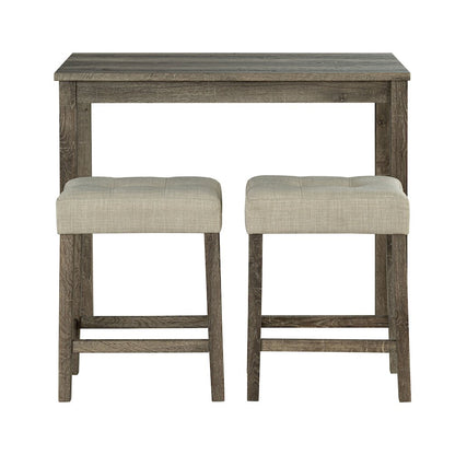 Surtop Wood 3-Piece Counter Dining Table Set in Brown