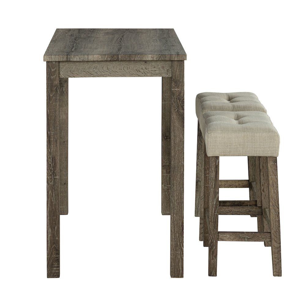 Surtop Wood 3-Piece Counter Dining Table Set in Brown