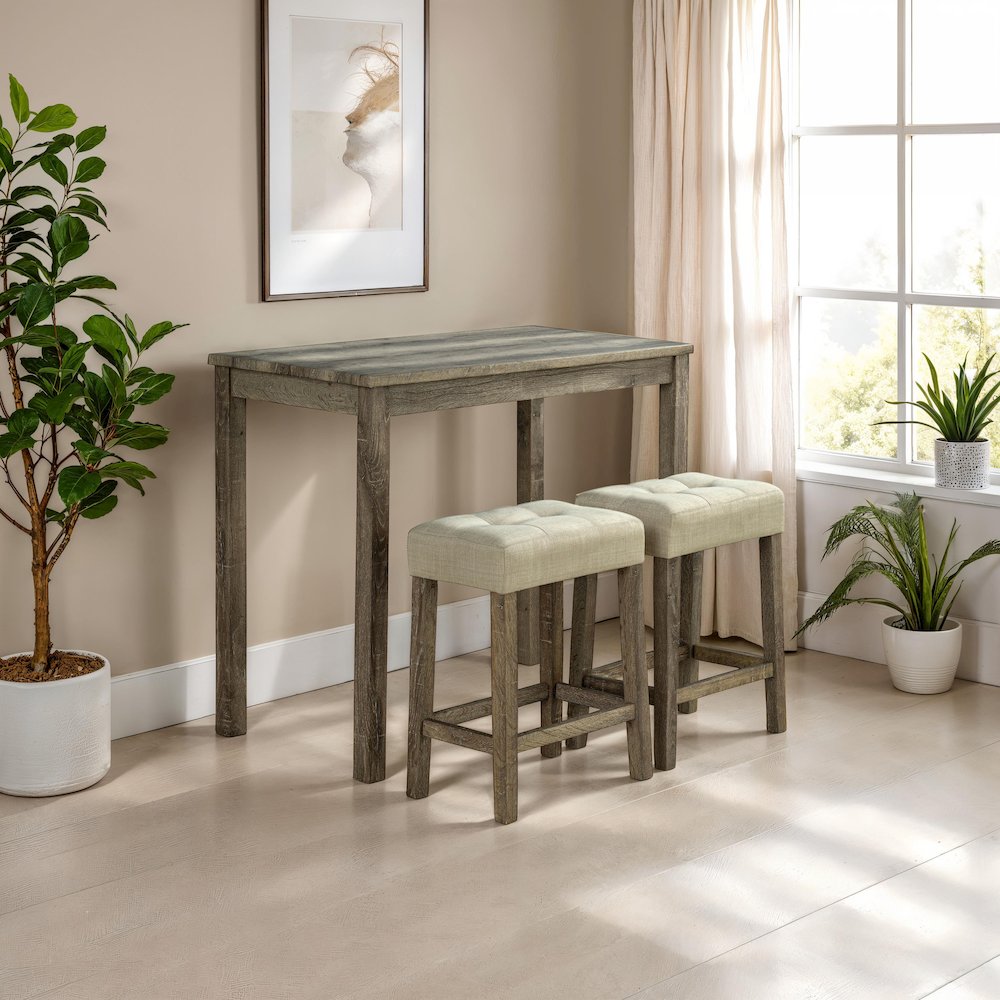 Surtop Wood 3-Piece Counter Dining Table Set in Brown