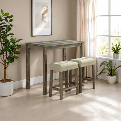 Surtop Wood 3-Piece Counter Dining Table Set in Brown