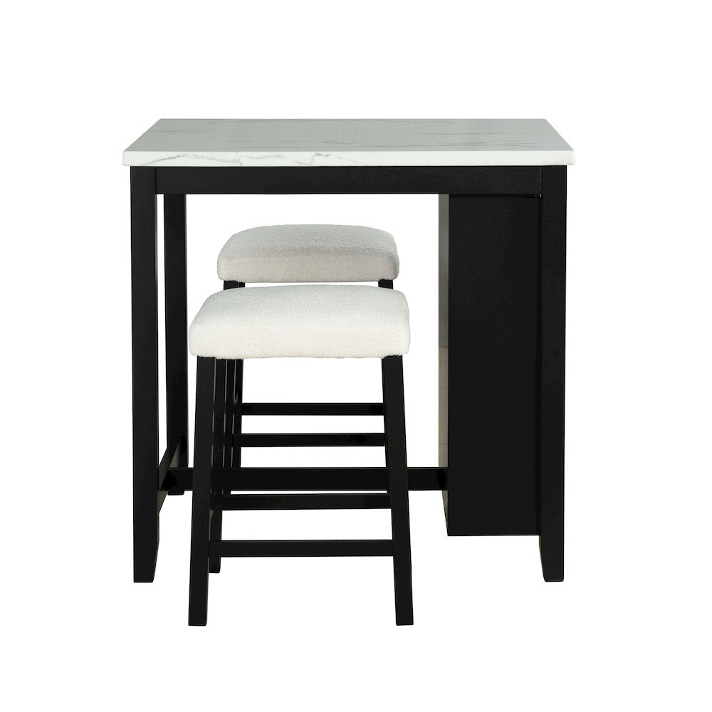 Clouden Wood 3-Piece Counter Dining Table Set in Black