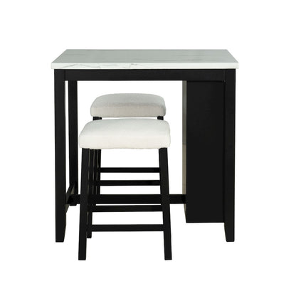 Clouden Wood 3-Piece Counter Dining Table Set in Black