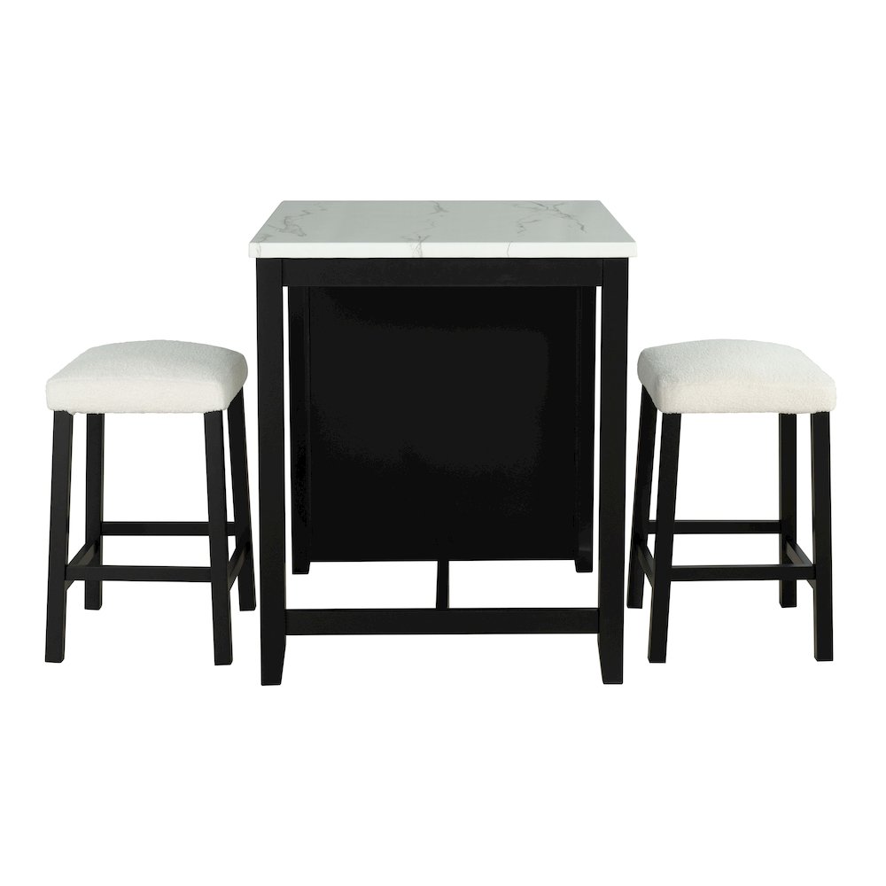 Clouden Wood 3-Piece Counter Dining Table Set in Black