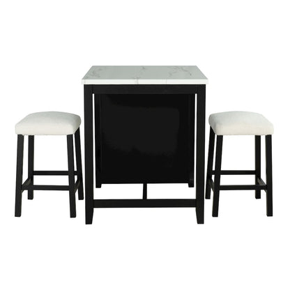 Clouden Wood 3-Piece Counter Dining Table Set in Black