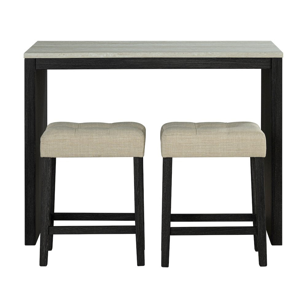 Isgan Wood 3-Piece Counter Dining Table Set in Black