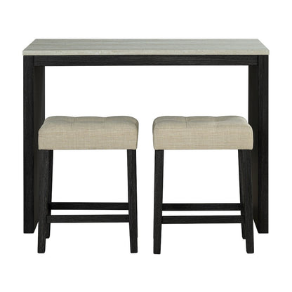 Isgan Wood 3-Piece Counter Dining Table Set in Black