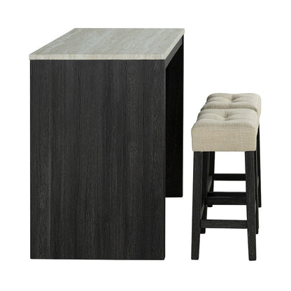 Isgan Wood 3-Piece Counter Dining Table Set in Black